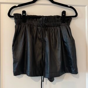 High Waist Black Faux Leather Shorts